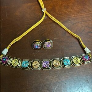 Elegant Multicolor Necklace and Earring Set